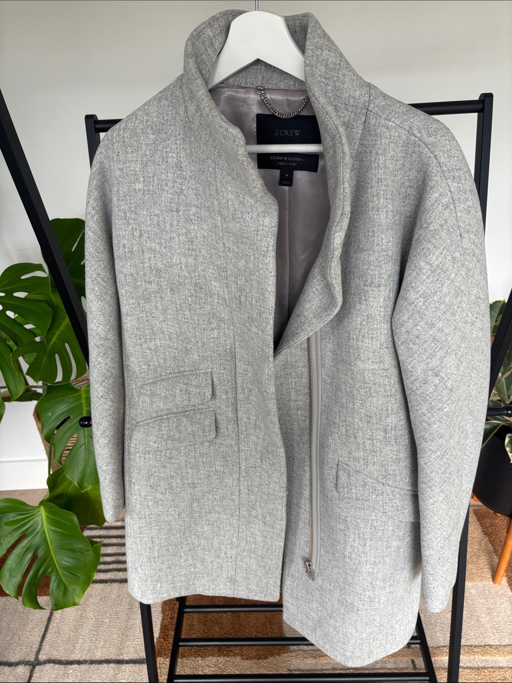 J. Crew Light Gray Wool-Blend Stand Collar Pea Coat